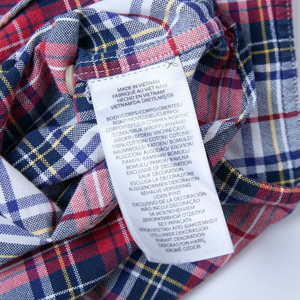 Ralph Lauren Oxford Flesh Pony Classic Fit Long Sleeve Plaid Button Up Shirt L